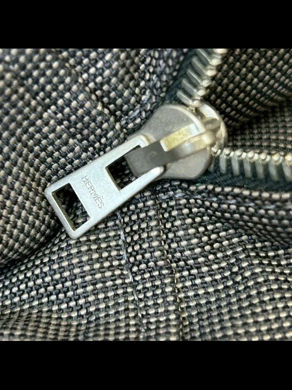 Hermes Black Canvas Weekender Tote